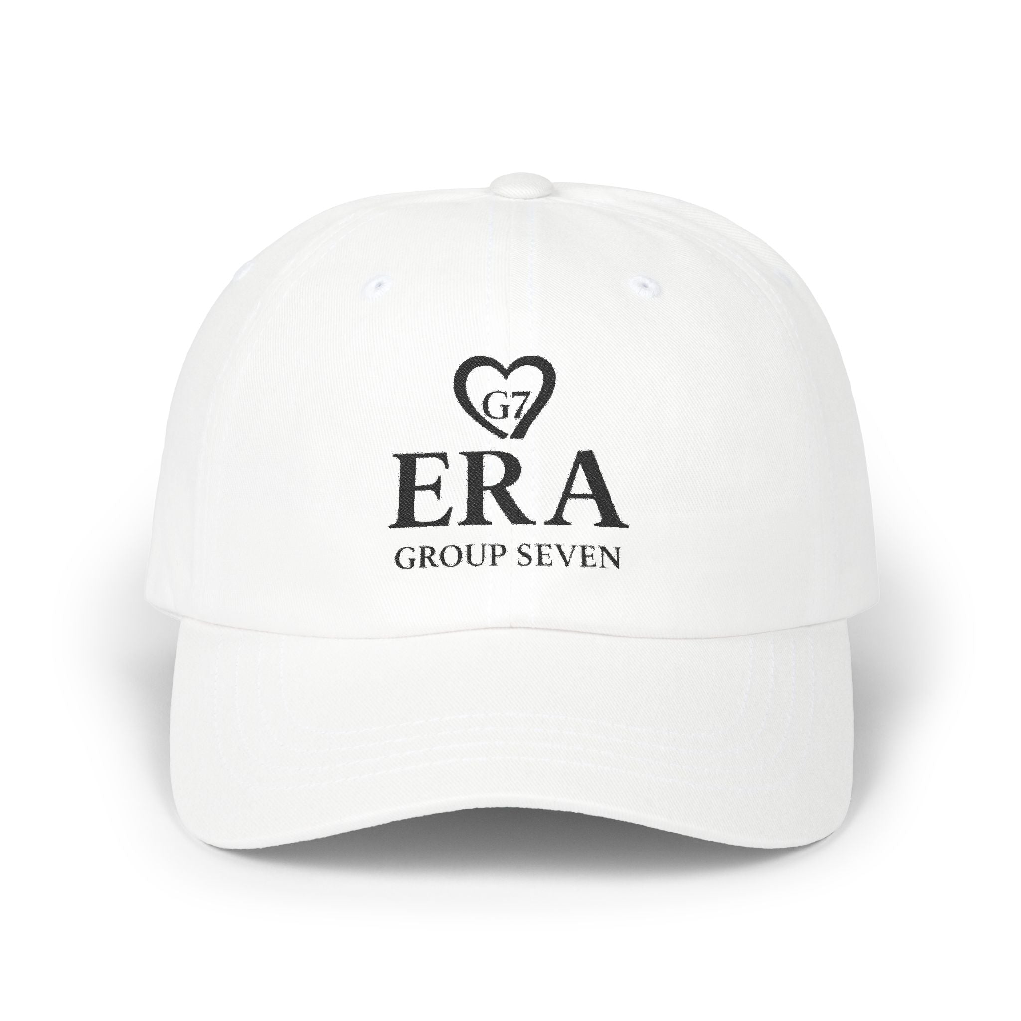 Embroidered Unisex White Cap with G7 ERA Design