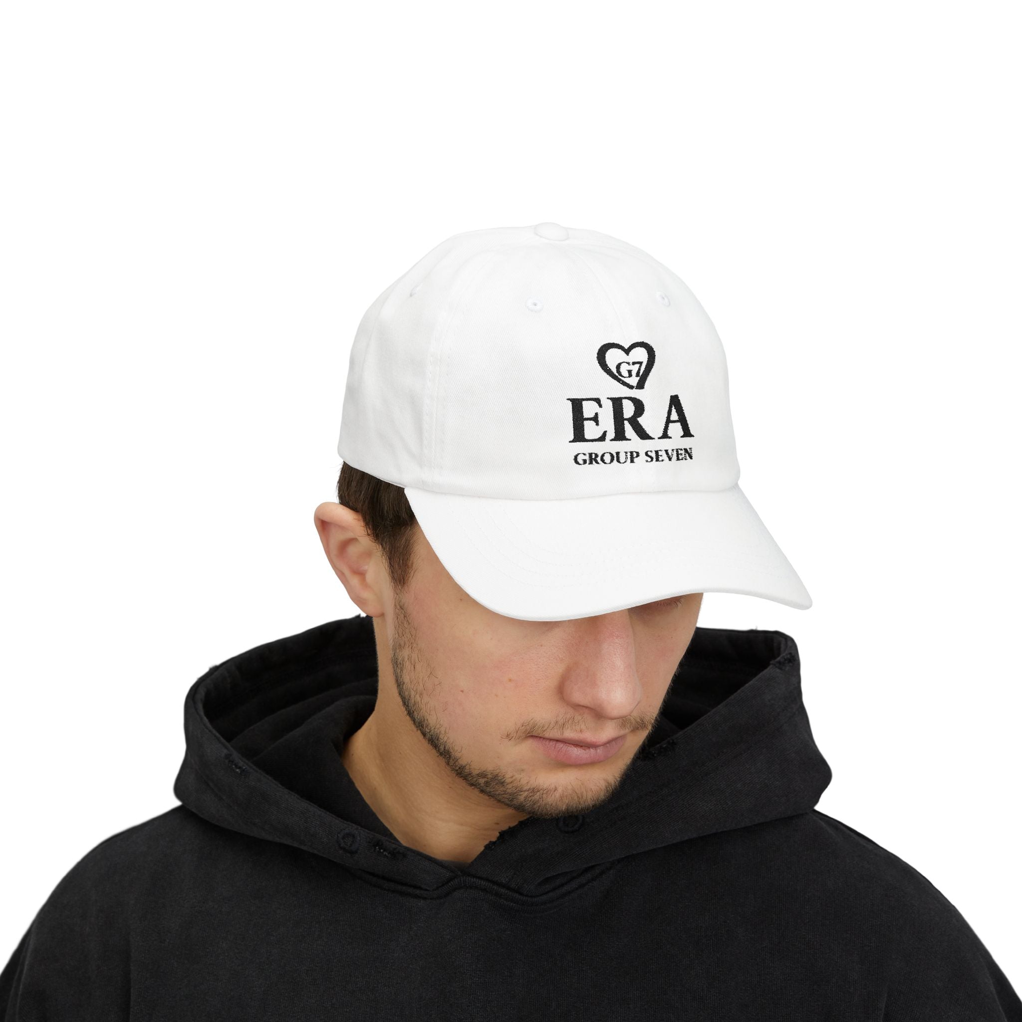 Embroidered Unisex White Cap with G7 ERA Design